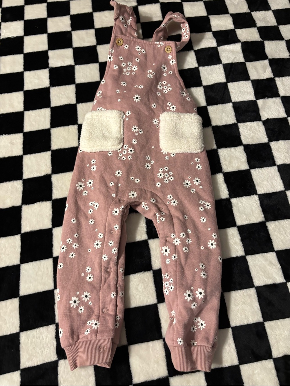 24 month soft light pink flower overalls